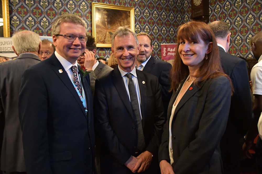 Lancashire County Councillor Michael Green, Nigel Evans MP and Angie Ridgwell (Chief Executive of Lancashire County Council)