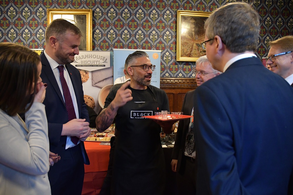 Andrew Stephenson MP, Harry Camillari (Black Powder Gin) and Mark Menzies MP